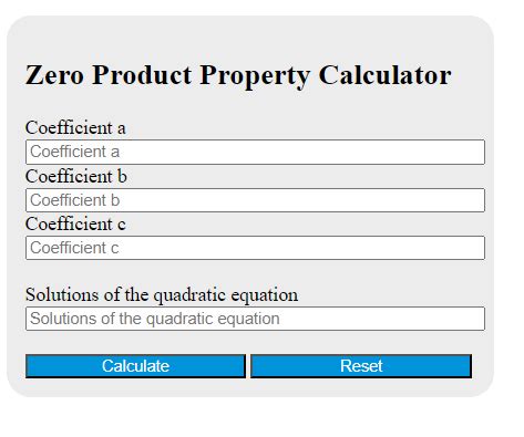 0 Product Property Calculator